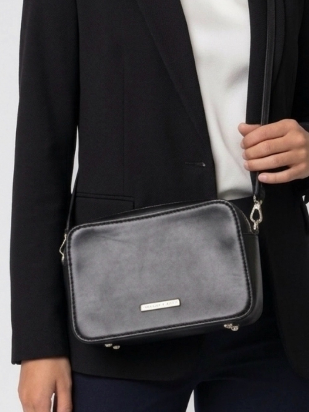 Charles & Keith Black and Gray Convertible Crossbody Bag